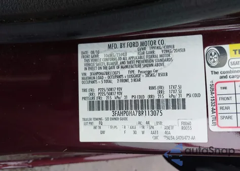 2011 Ford Fusion Se из США, поврежденный, VIN 3FAHP0HA7BR113075